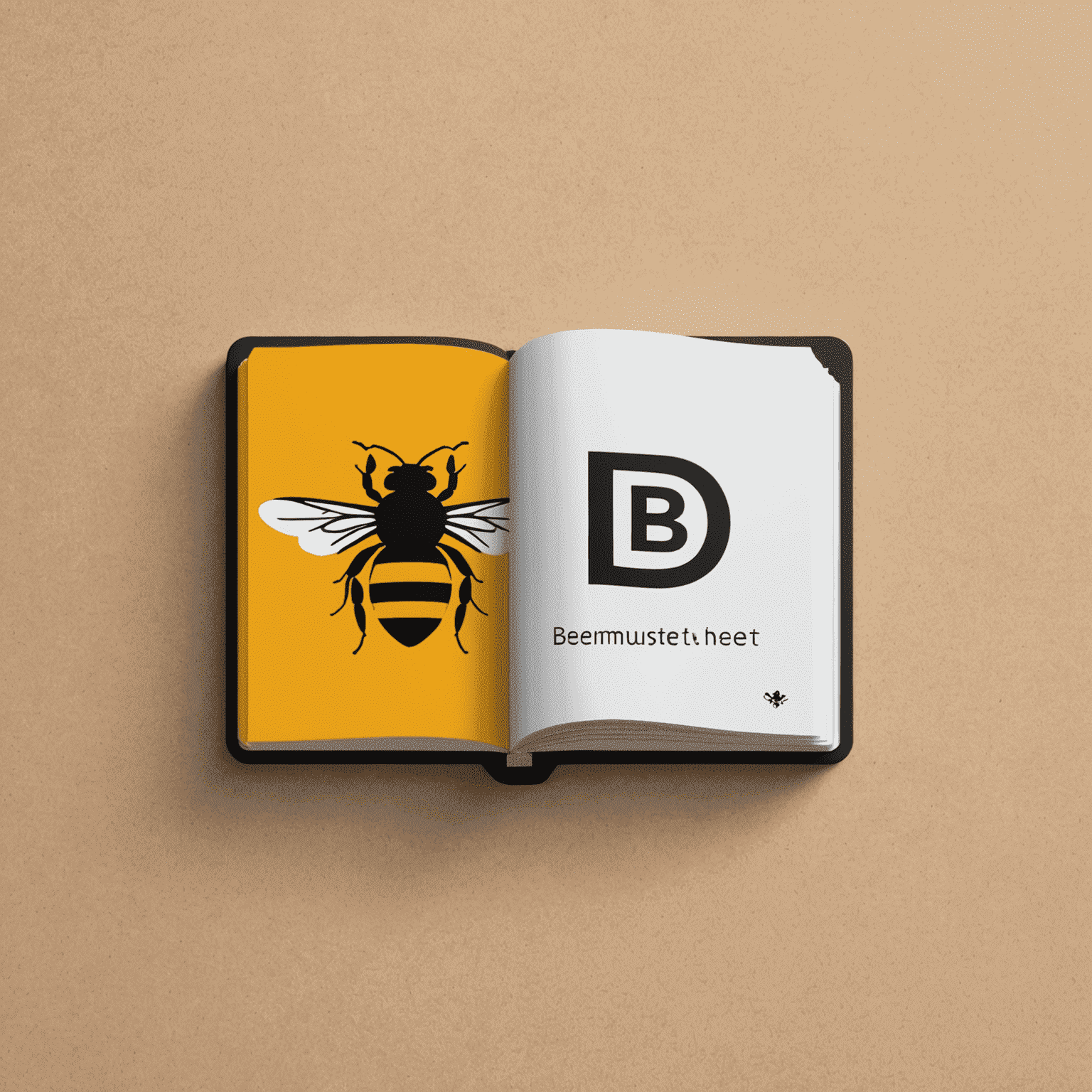 beemuset_com logo featuring an ebook icon with a modern, sleek design