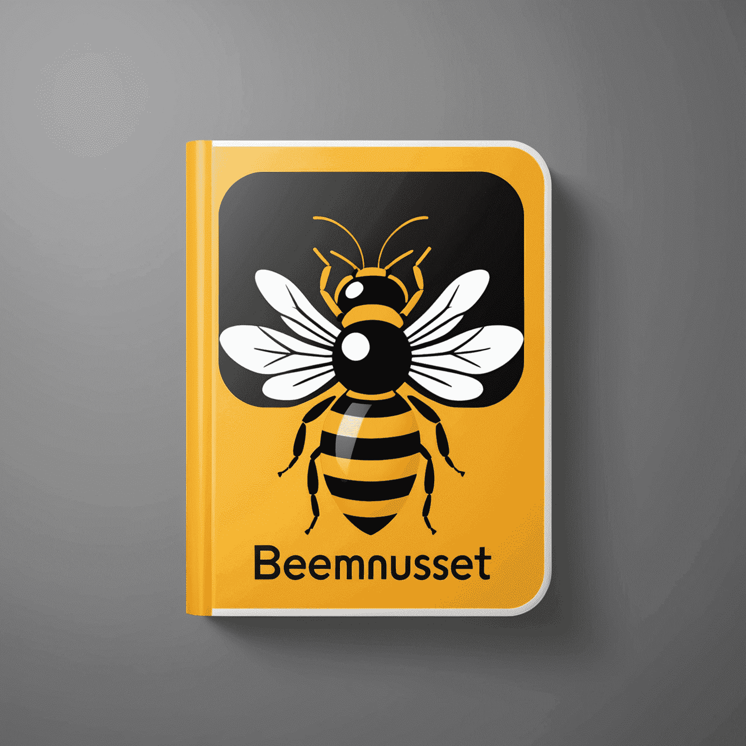 beemuset_com logo featuring an ebook icon with a modern, sleek design